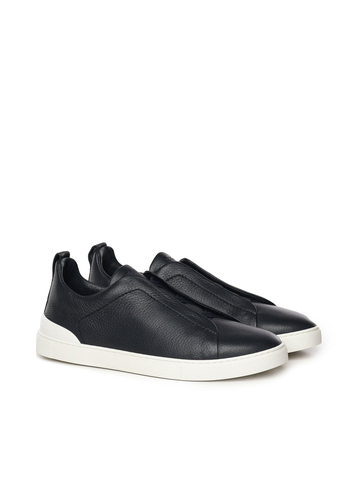 Zegna Sneakers Blue Navy Deerskin