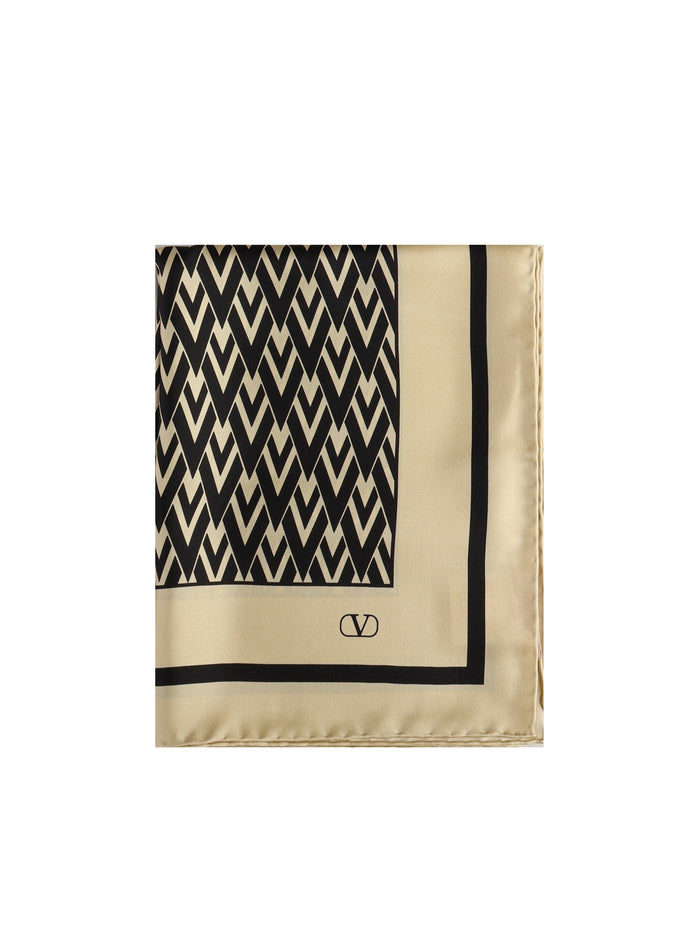 Valentino Garavani Scarfs Beige, Black Silk