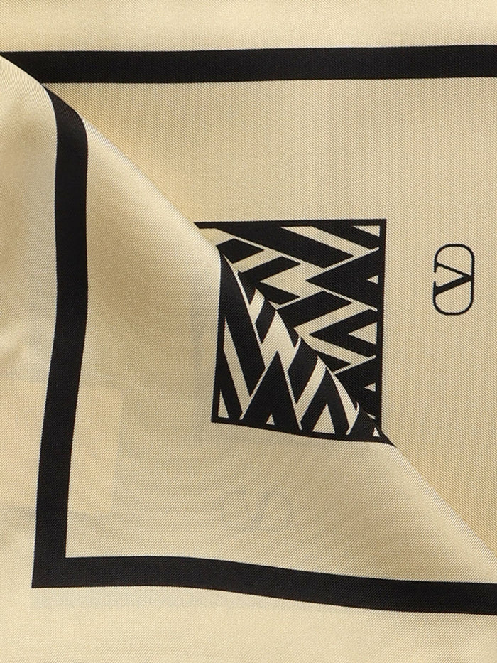 Valentino Garavani Scarfs Beige, Black Silk