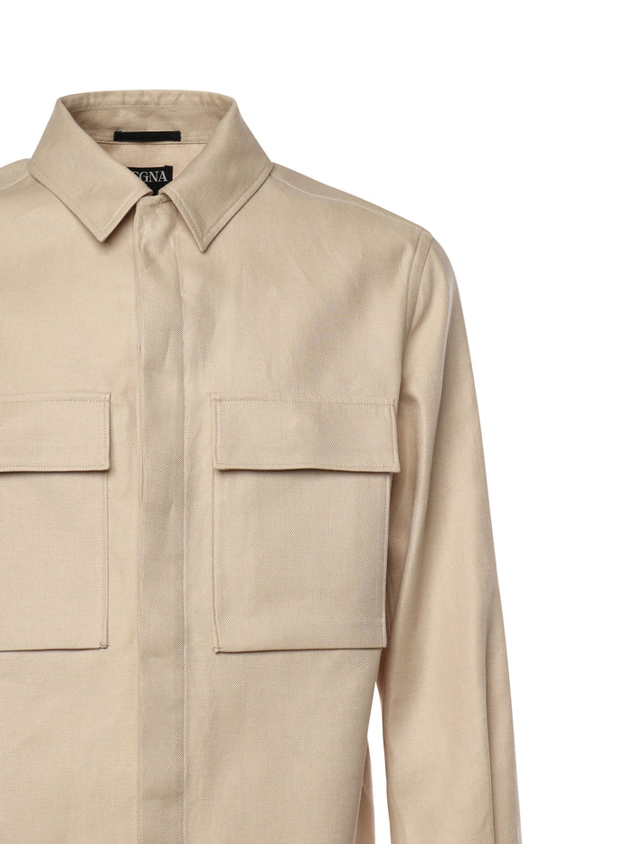Zegna Shirts Beige Linen
