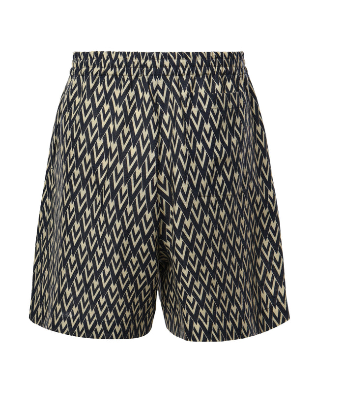 Valentino Garavani Shorts Navy, Cream Cotton