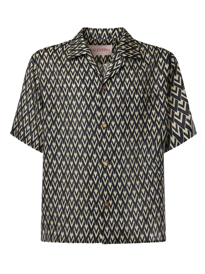 Valentino Garavani Shirts Navy, Cream Cotton