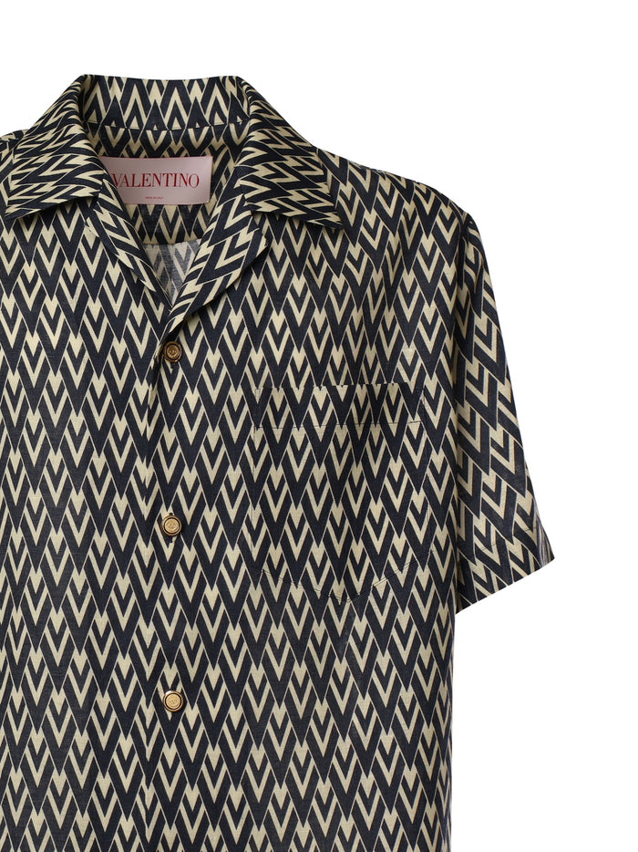 Valentino Garavani Shirts Navy, Cream Cotton