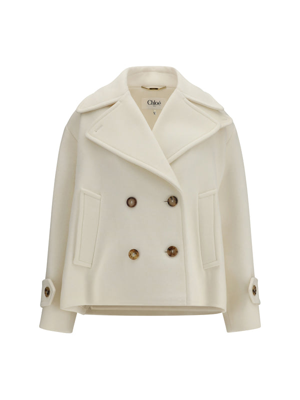 Chloé 80% Wool Ovis Aries coat in white