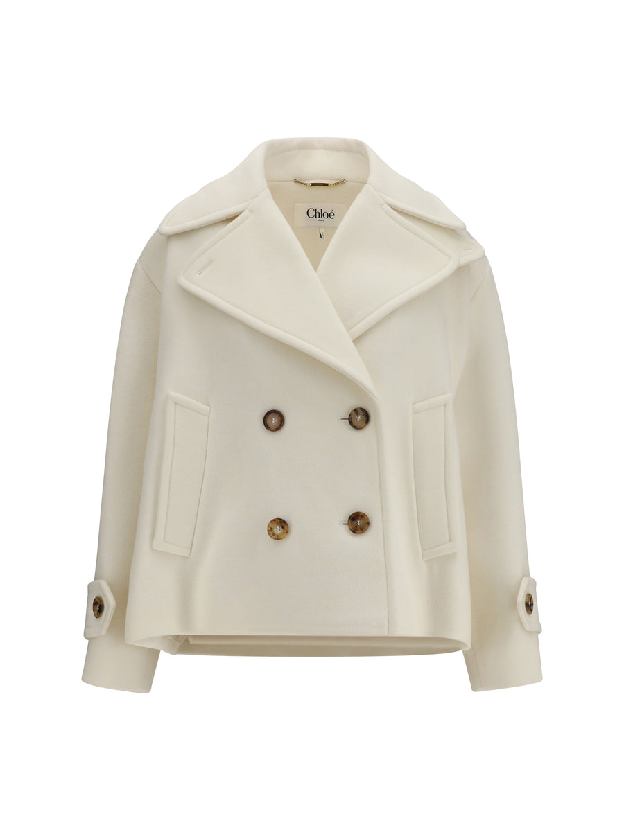 Chloé 80% Wool Ovis Aries coat in white