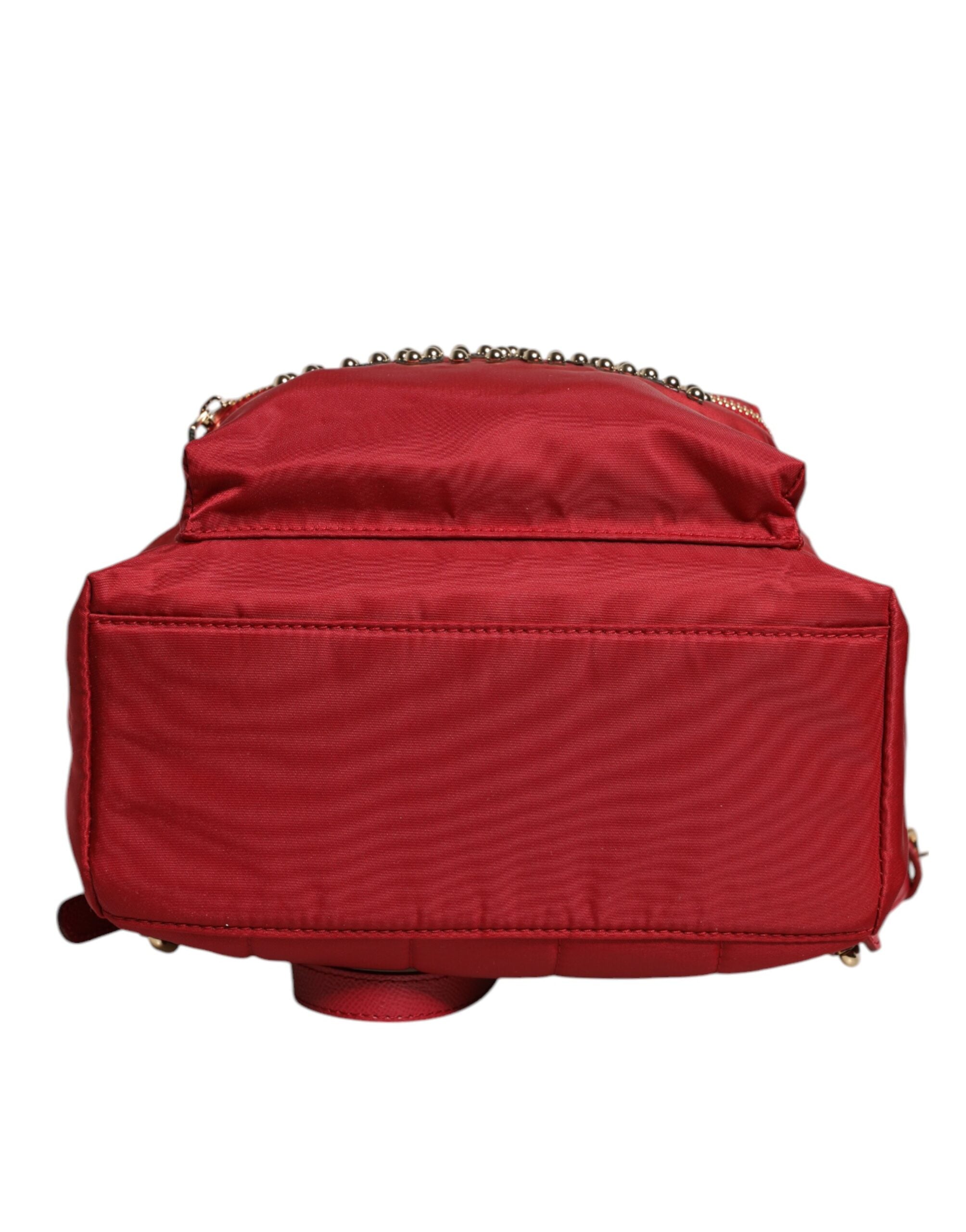 Red #dgfamily Vulcano Embellishment Backpack Bag Nylon Calf Leather Pc