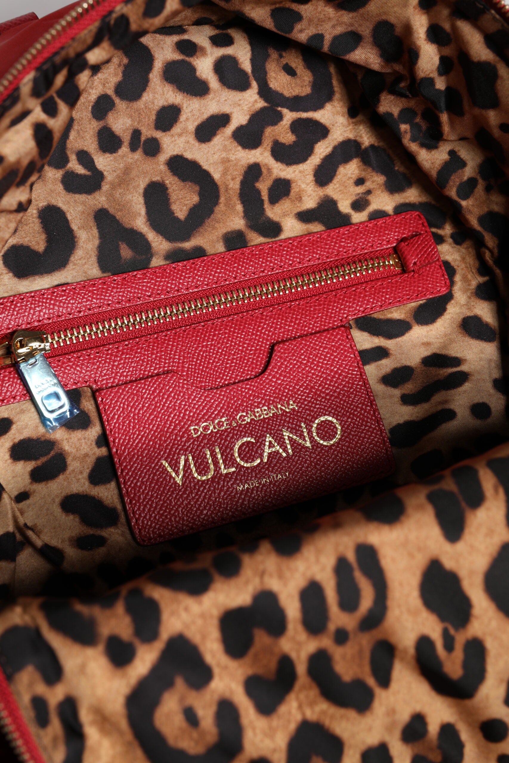 Red #dgfamily Vulcano Embellishment Backpack Bag Nylon Calf Leather Pc