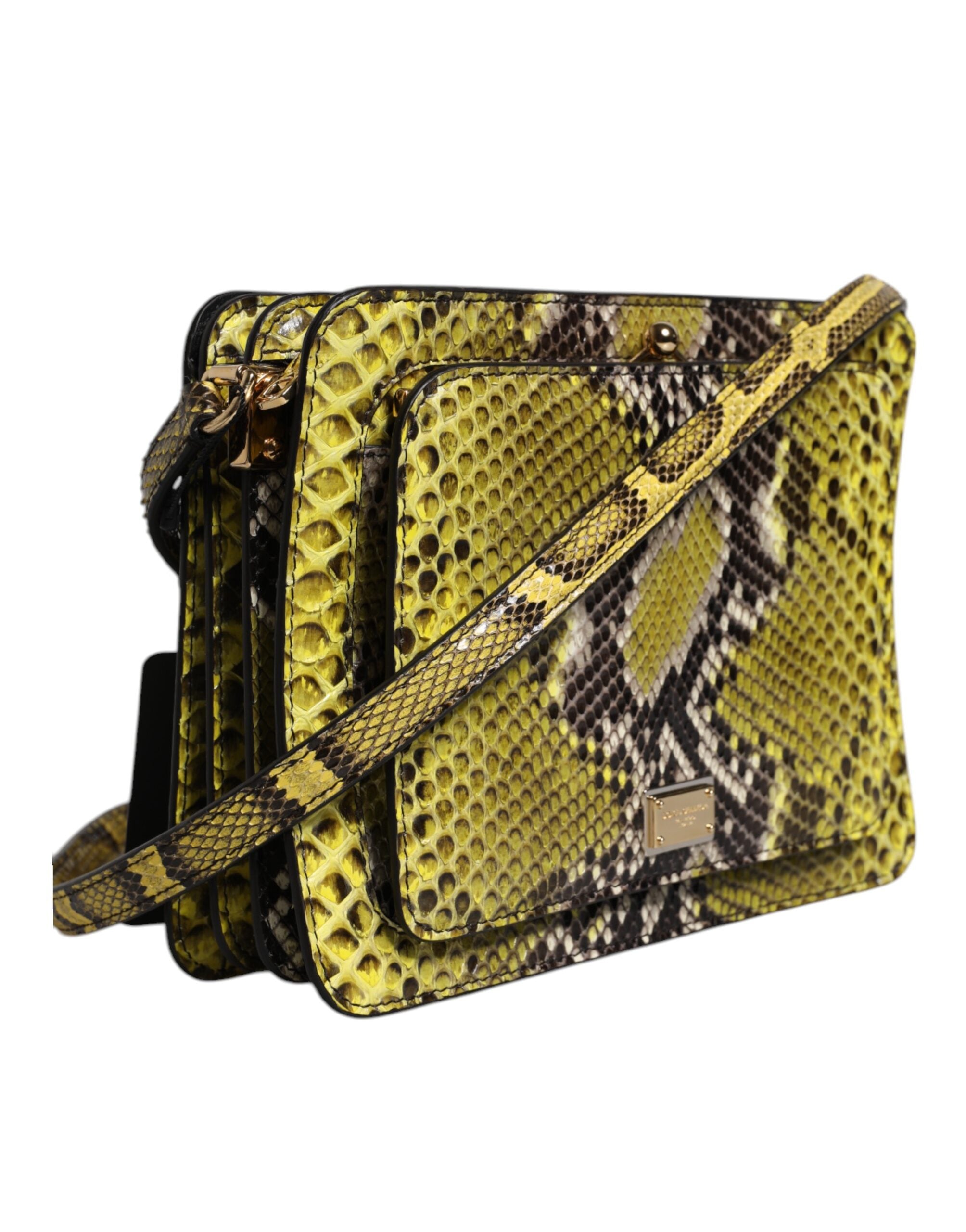 Green Exotic Leather Dg Plaque Crossbody Clutch Bag Python