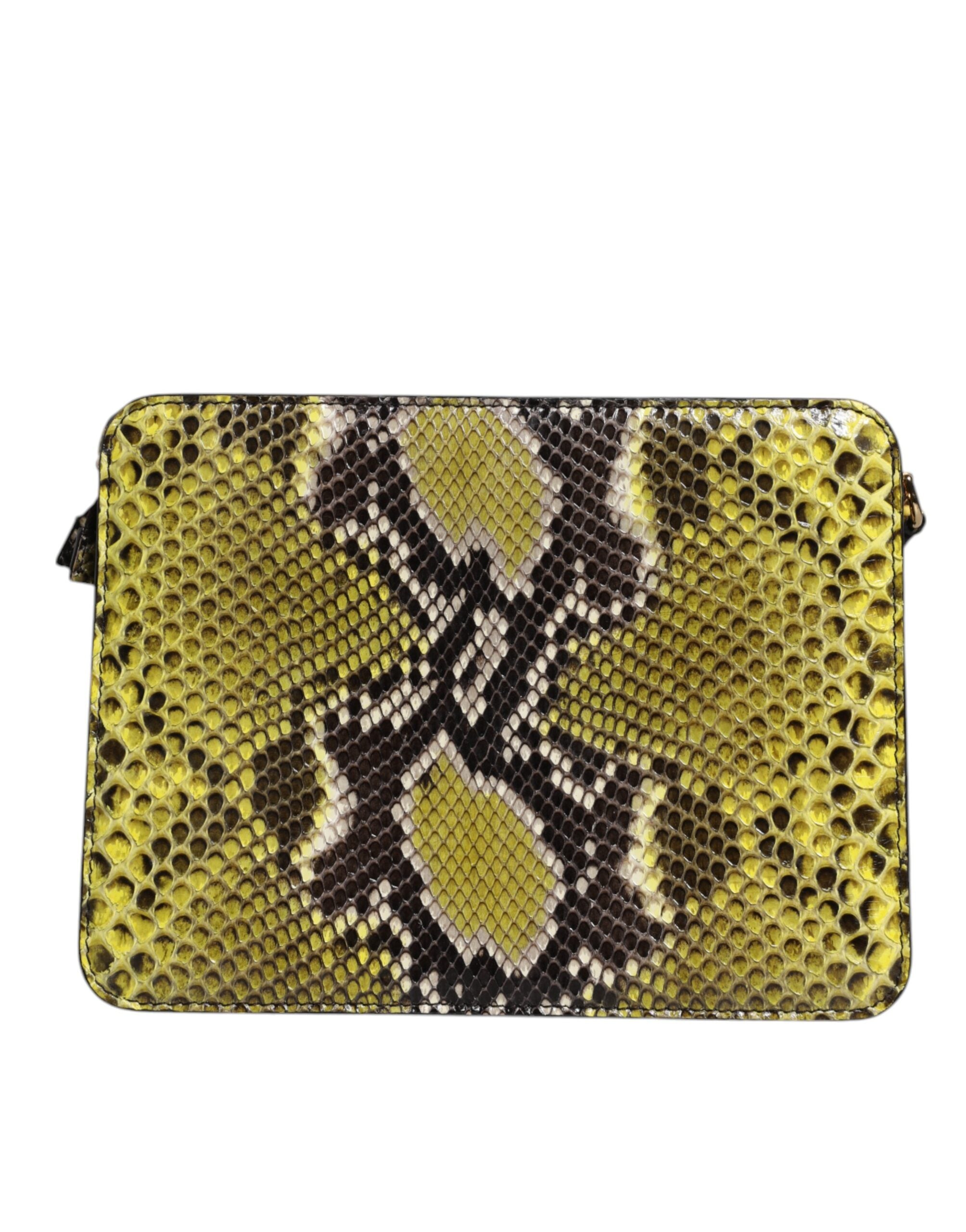 Green Exotic Leather Dg Plaque Crossbody Clutch Bag Python