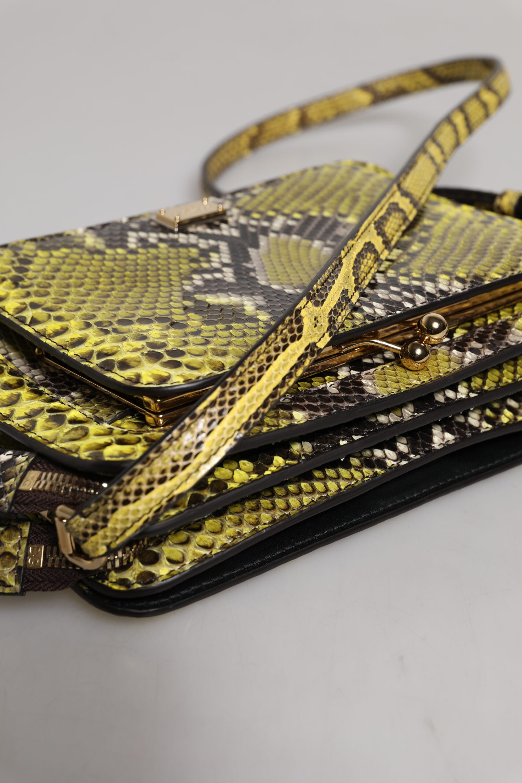 Green Exotic Leather Dg Plaque Crossbody Clutch Bag Python
