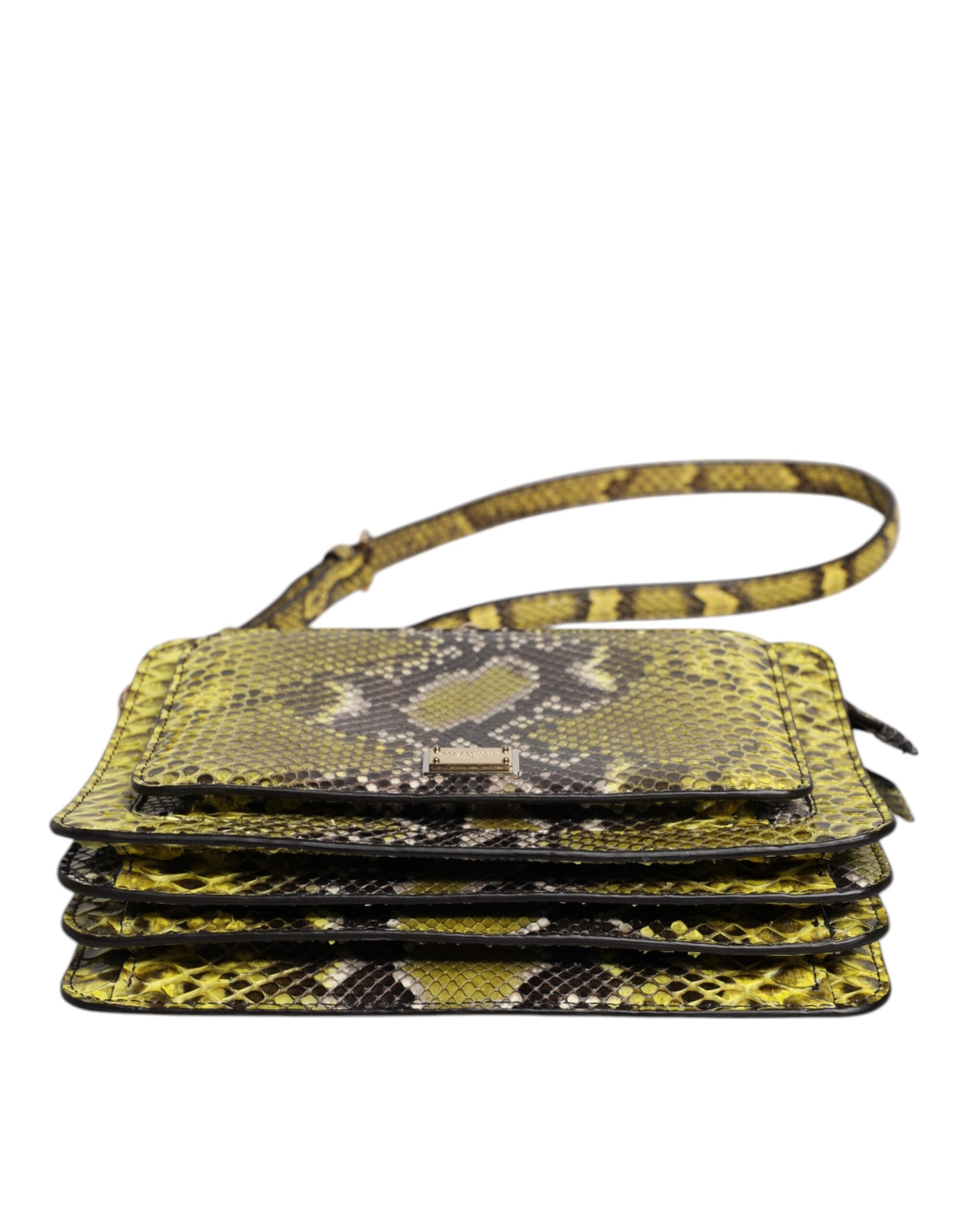 Green Exotic Leather Dg Plaque Crossbody Clutch Bag Python