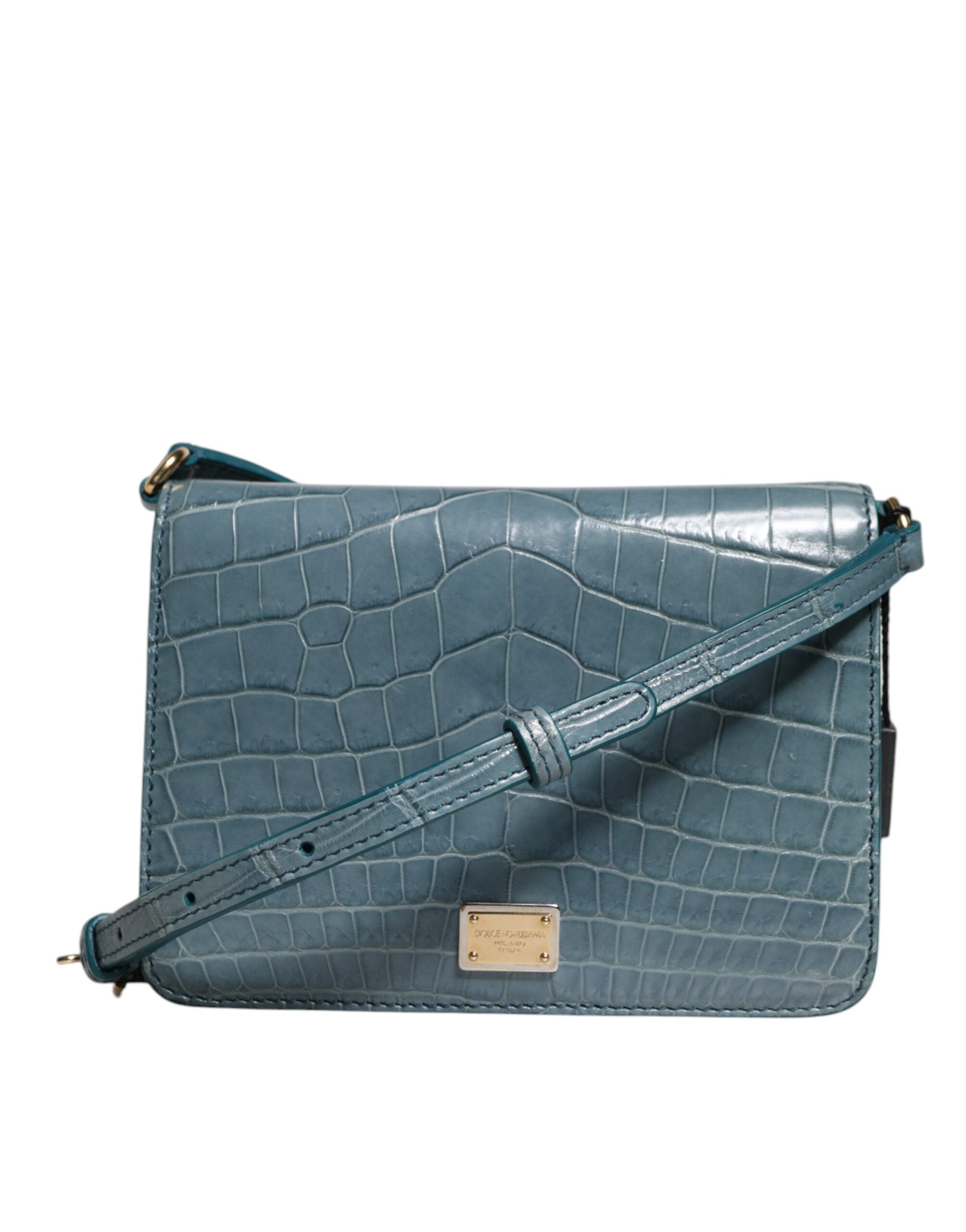 Green Exotic Leather Dg Plaque Crossbody Mini Bag Crocodile 20lf