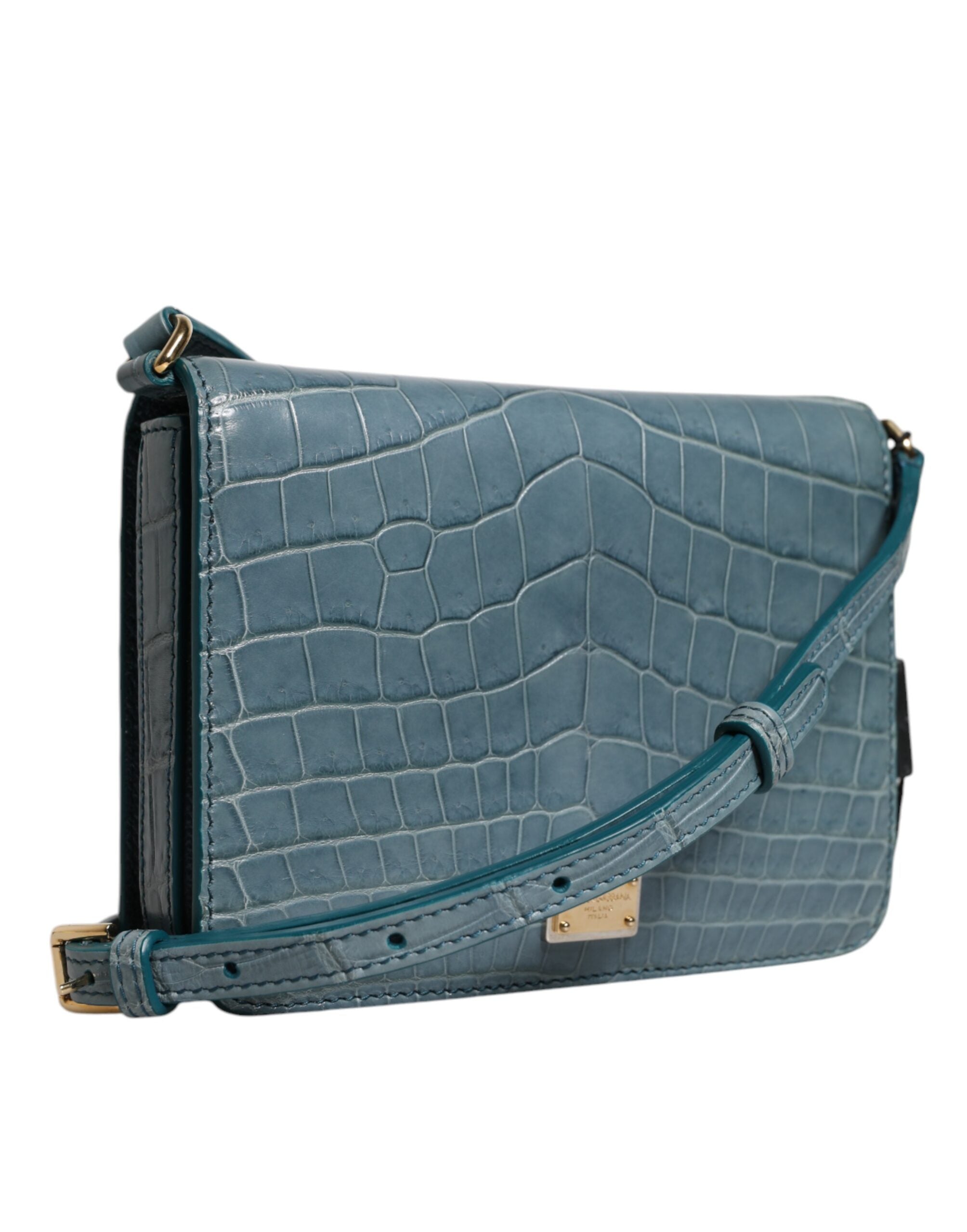 Green Exotic Leather Dg Plaque Crossbody Mini Bag Crocodile 20lf