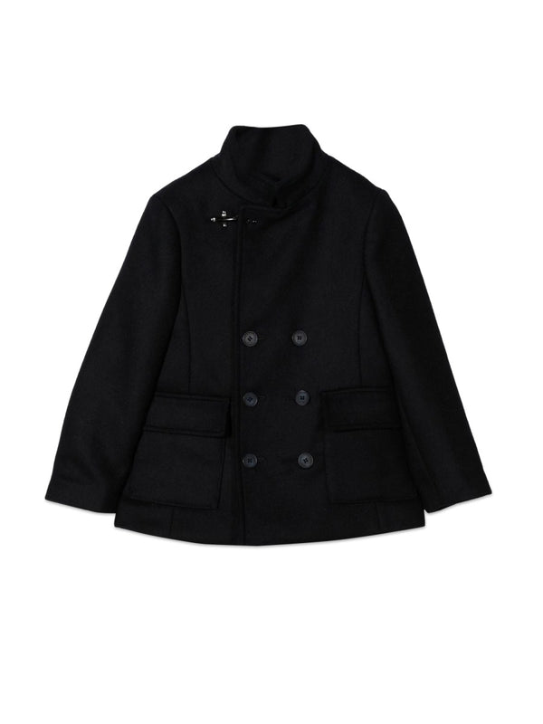 Double-Breasted Wool Coat Blue Trench & Raincoats