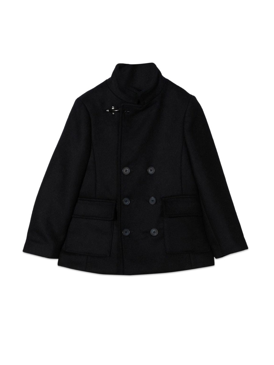 Double-Breasted Wool Coat Blue Trench & Raincoats