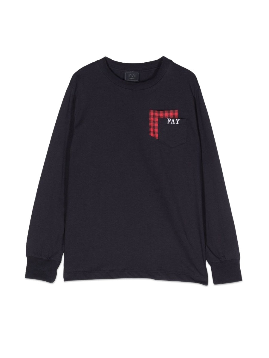 Long-Sleeved Cotton T-Shirt Blue T-shirts