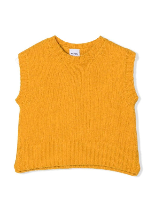 Tricot Vest Yellow Polyamide Waistcoats & Gilets