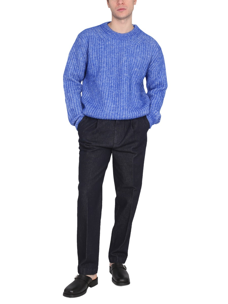 Yang Pants Blue Cotton Elastane Trousers