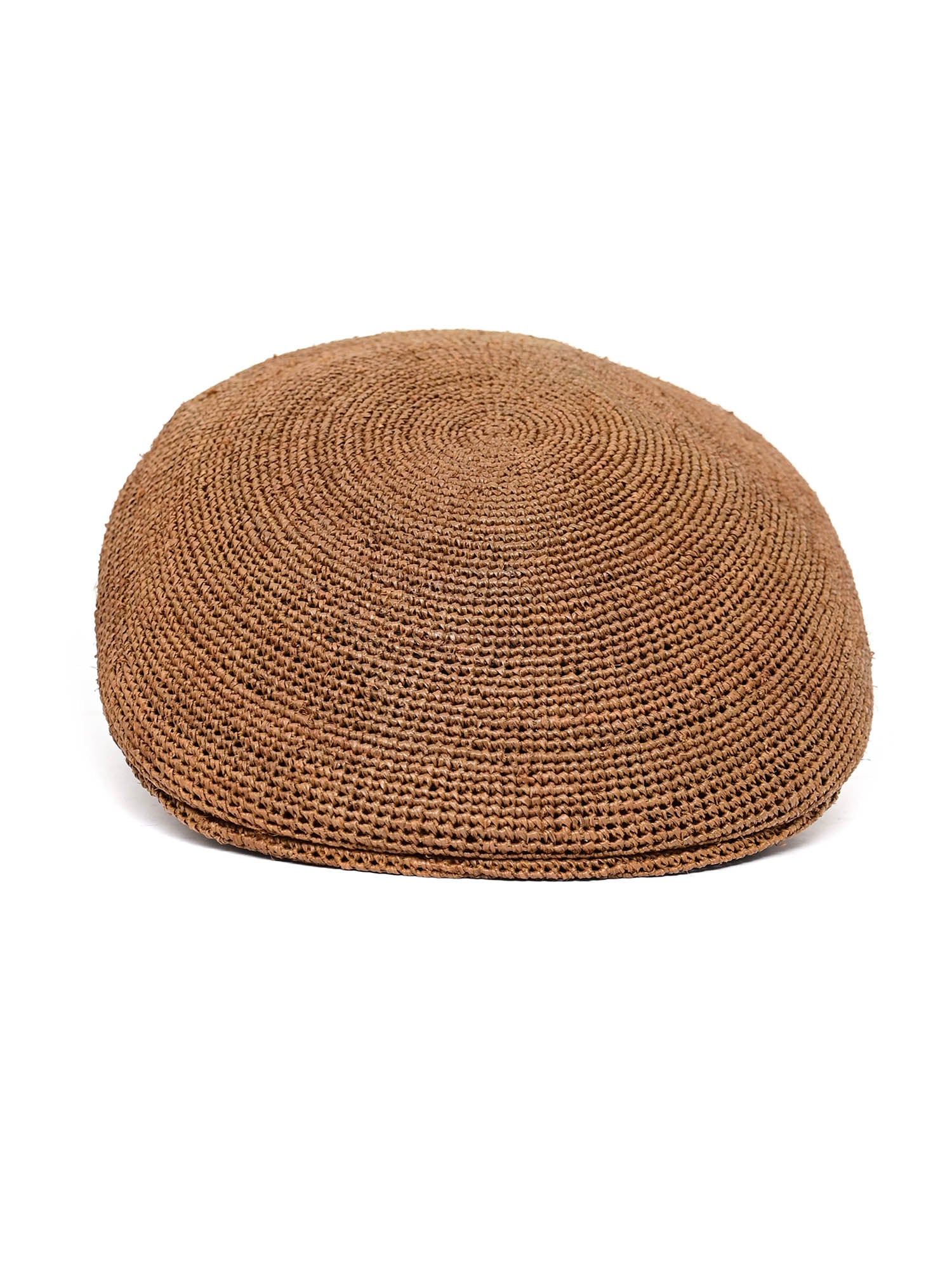 Cap Miami Berretto-Rafia Crochet-Flat Beret Brown Straw Hat