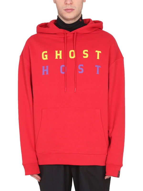 Sweatshirt With Logo Red Cotton Sweatshirts