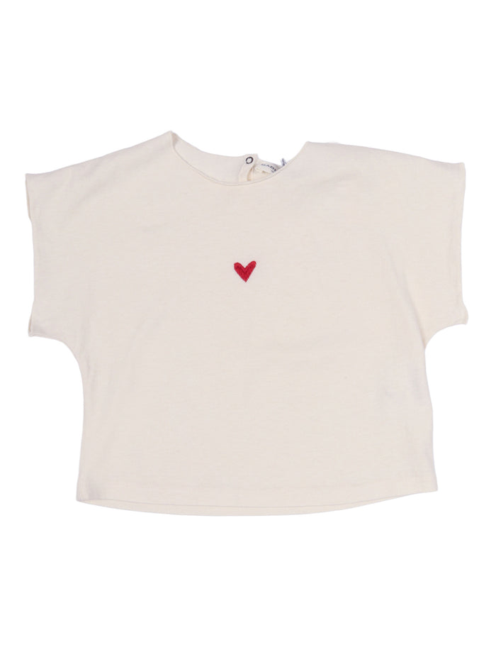 Amour T-Shirt Beige Cotton Short Sleeves