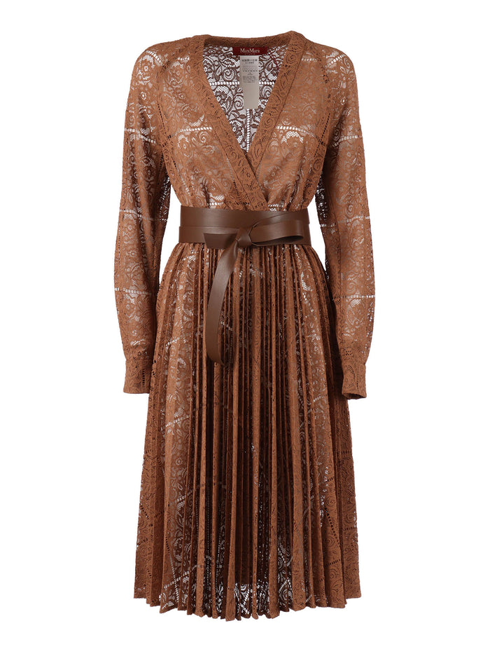 DRESS Brown Polyester Midi