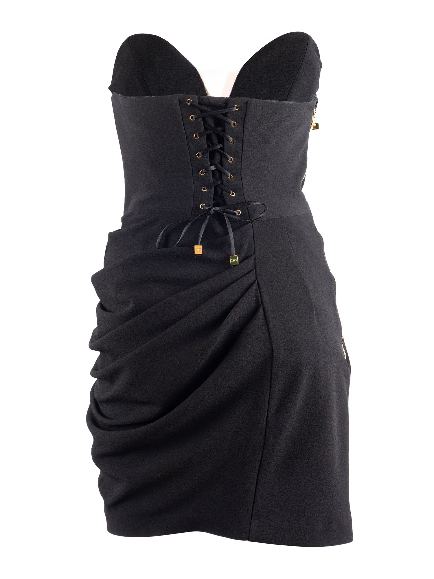 Womens Dress Black Polyester Elastane Midi