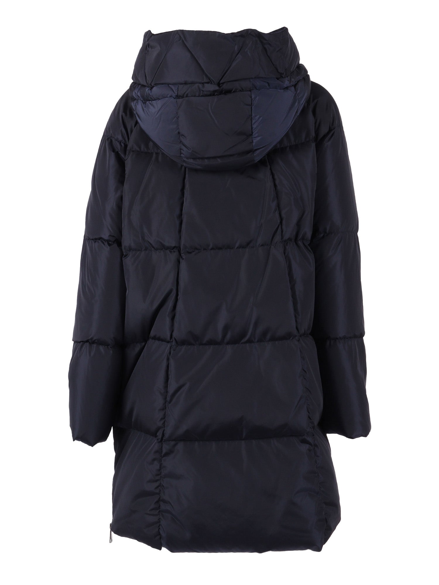 Long Padded Jacket Blue Polyamide Lining Puffer