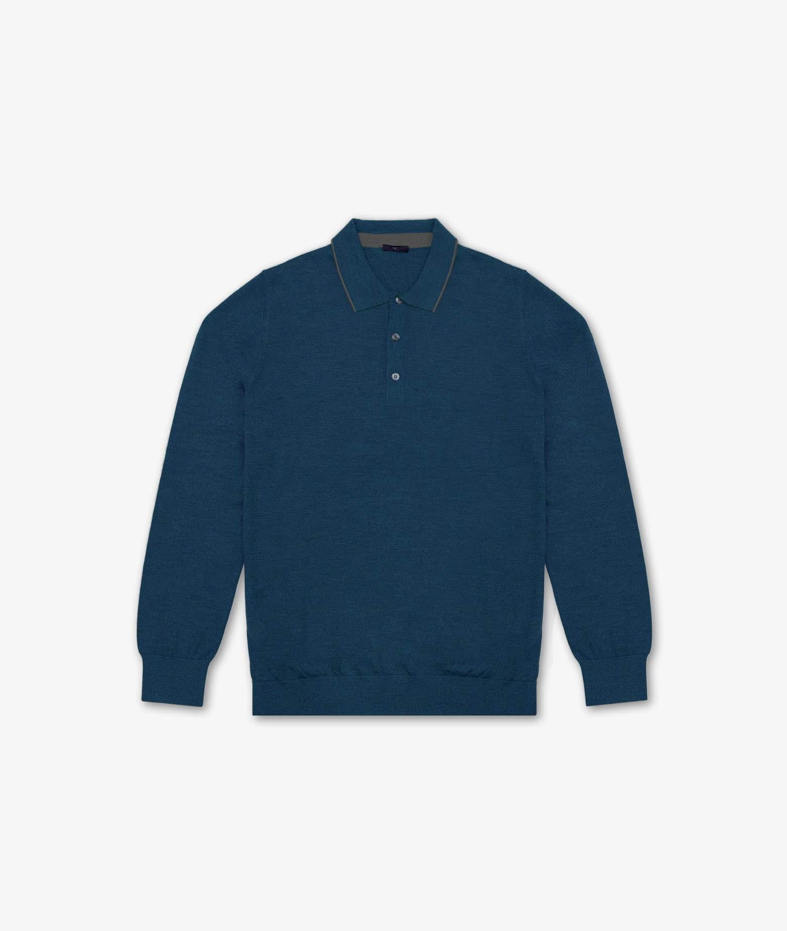 Long Sleeve Polo Shirt Firebrick Light Knitwear