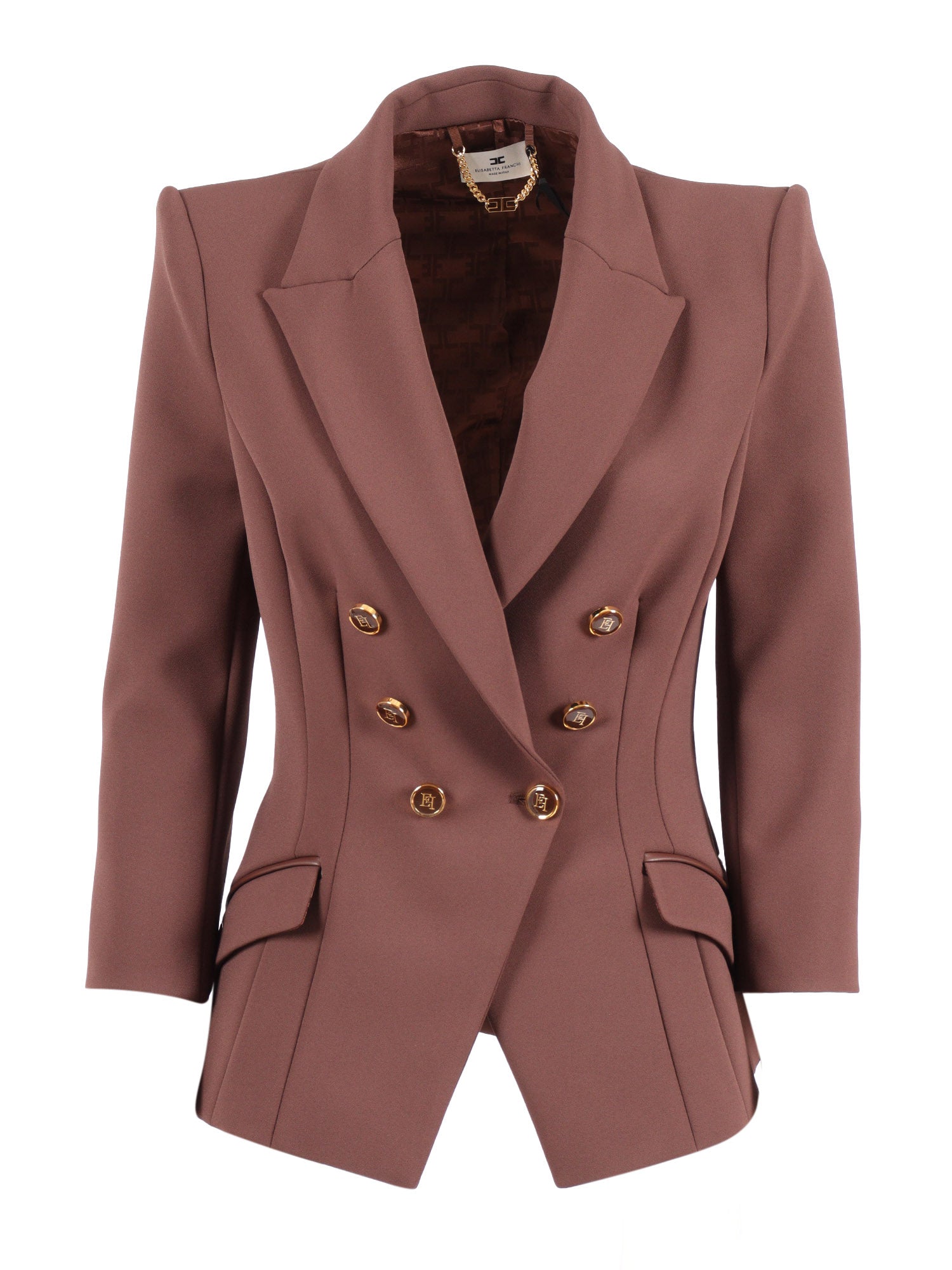 Womens Jacket Brown Polyester Elastane