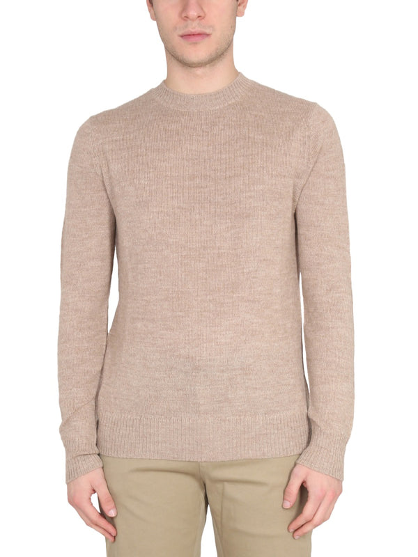 Cross-Neck Ribbed Choker Beige Lana Rasata Jumpers