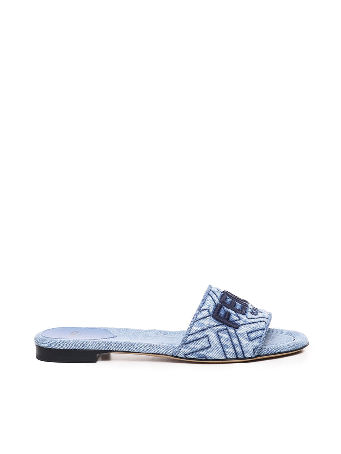 Fendi Sandals Blue Cotton