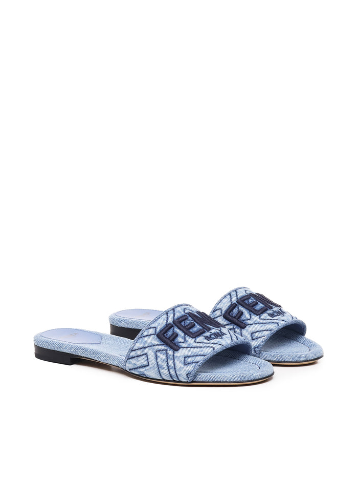 Fendi Sandals Blue Cotton