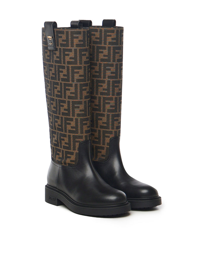 Fendi Boots Black, Brown Calfskin