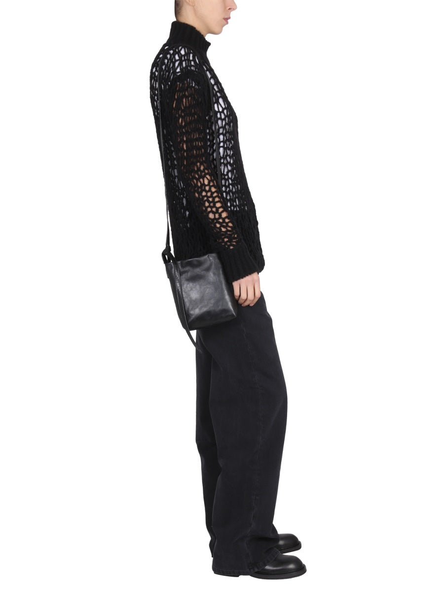 High Neck Jersey Black Virgin Wool Polyamide Jumpers