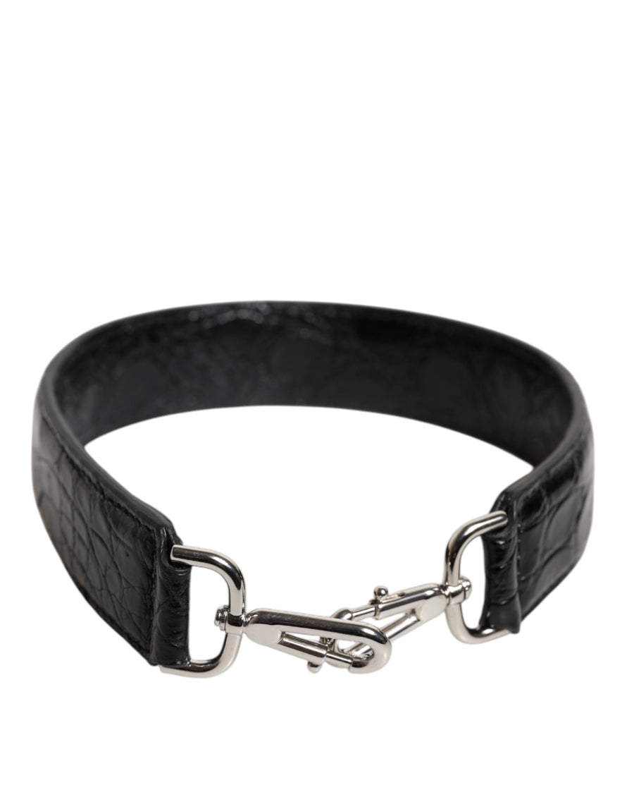 Dolce & Gabbana Alligator Leather shoulder strap in black