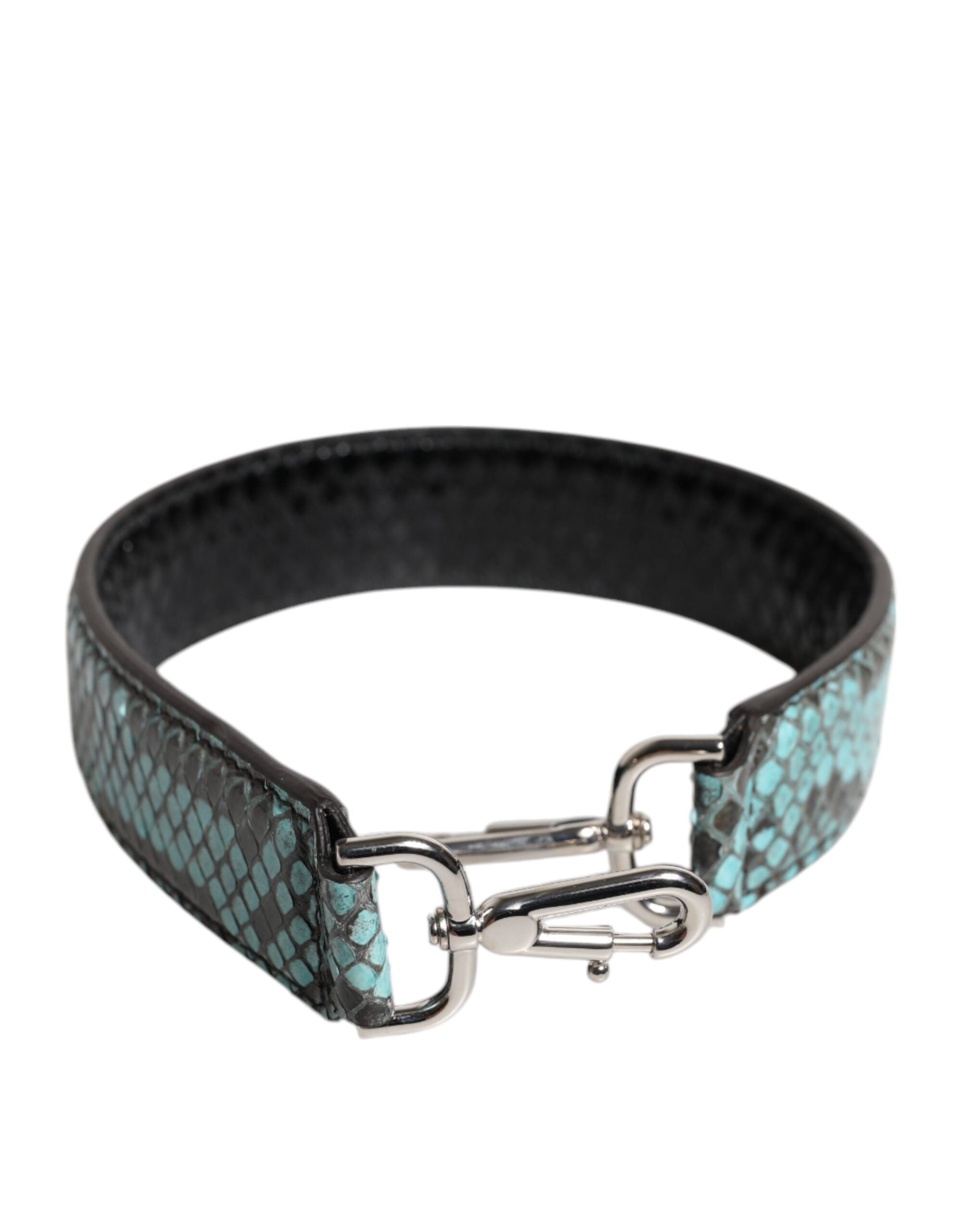 Black Blue Exotic Leather Bag Shoulder Strap And Python