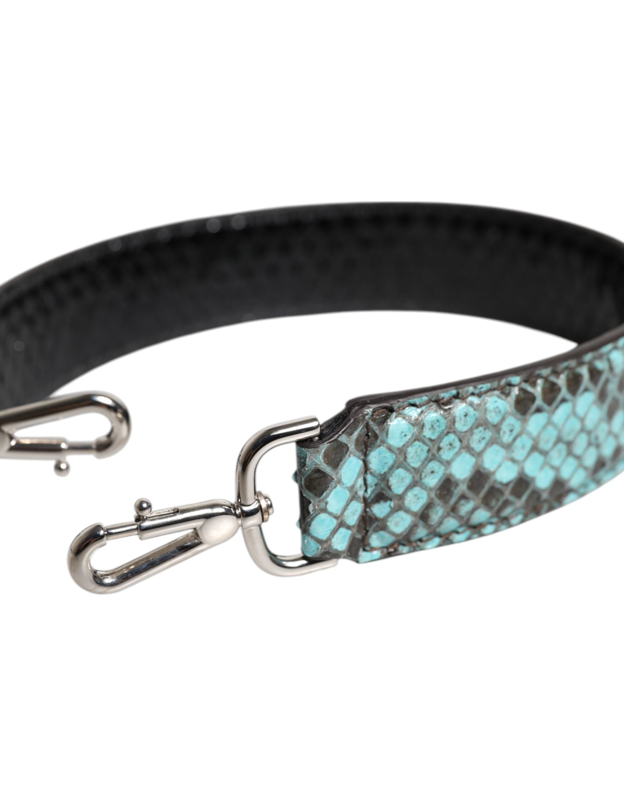 Black Blue Exotic Leather Bag Shoulder Strap And Python