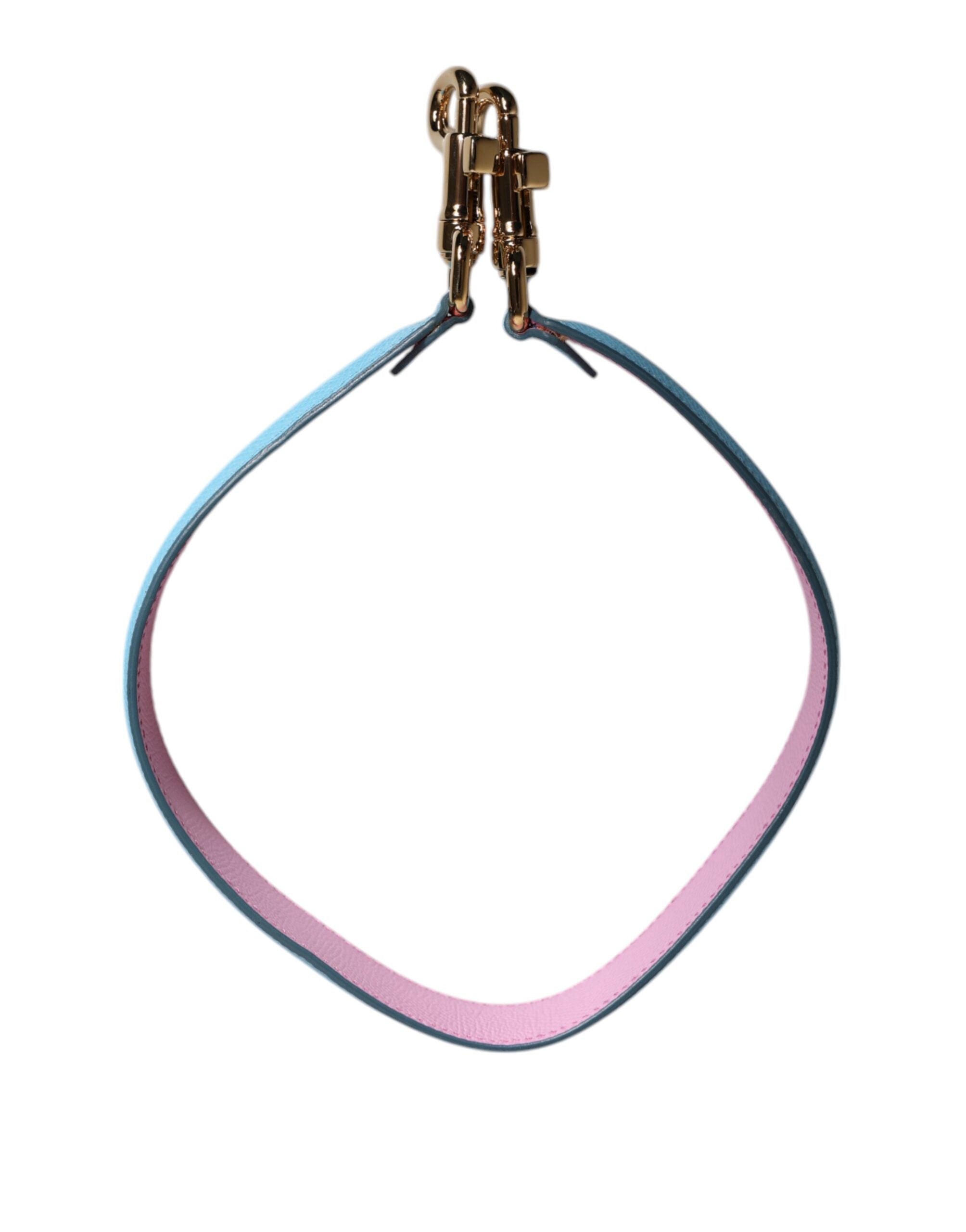 Pink Blue Leather Handle Bag Shoulder Strap Light