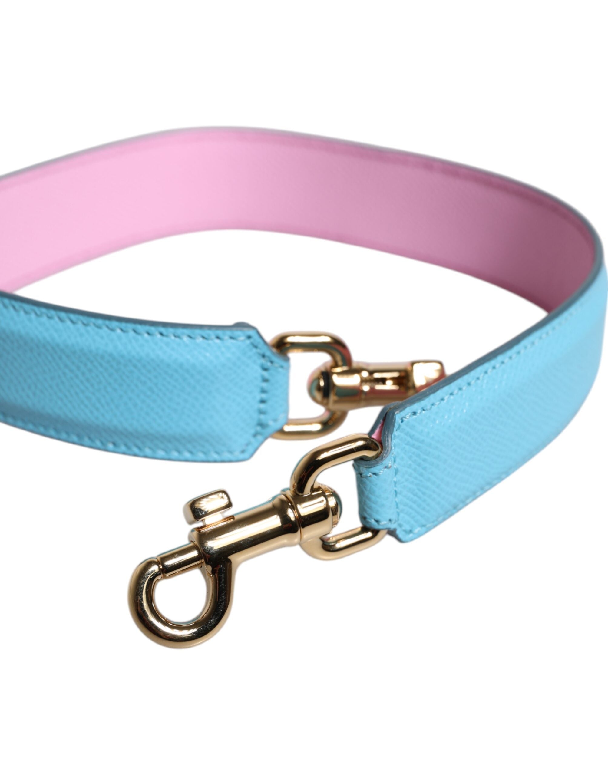 Pink Blue Leather Handle Bag Shoulder Strap Light