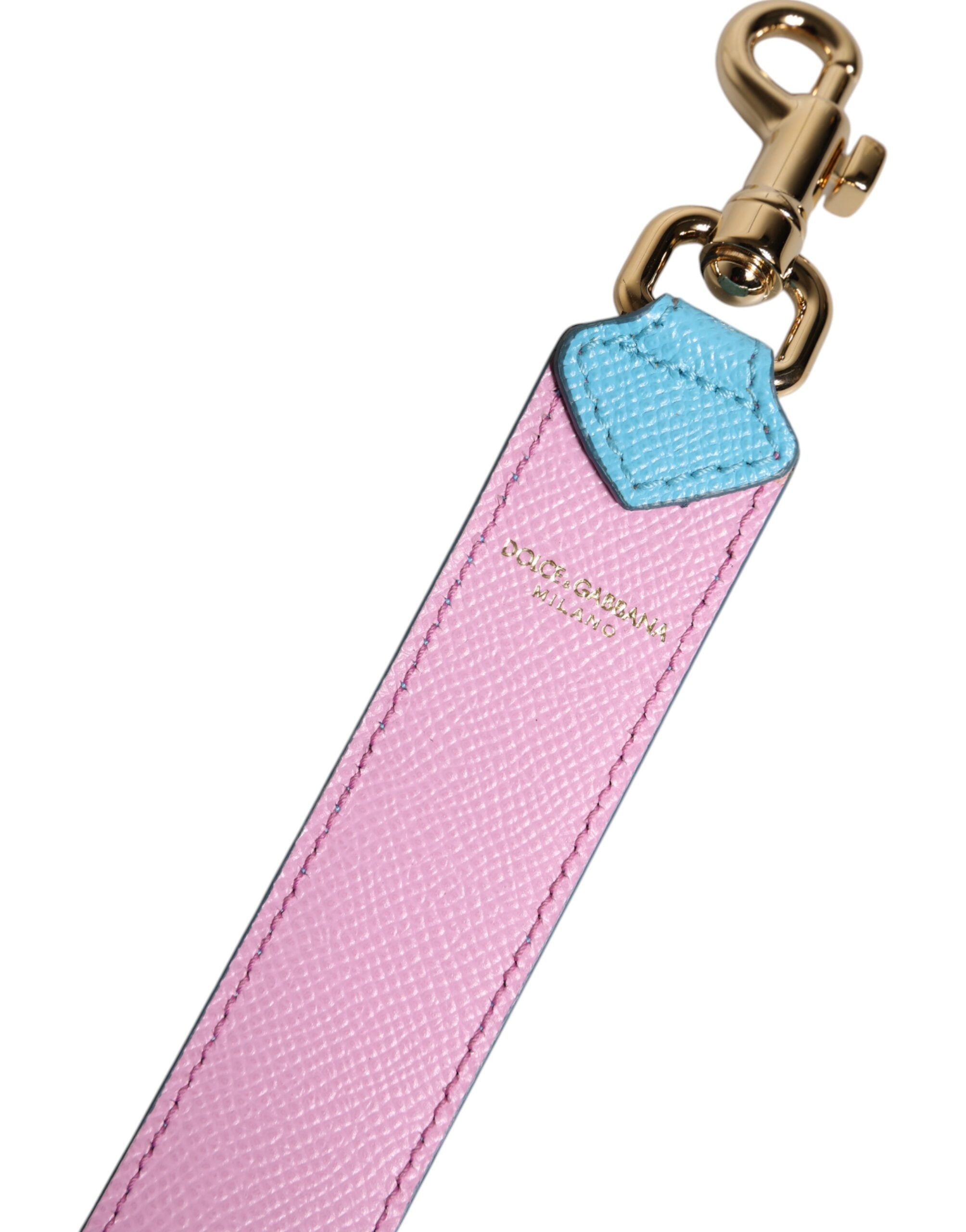 Pink Blue Leather Handle Bag Shoulder Strap Light