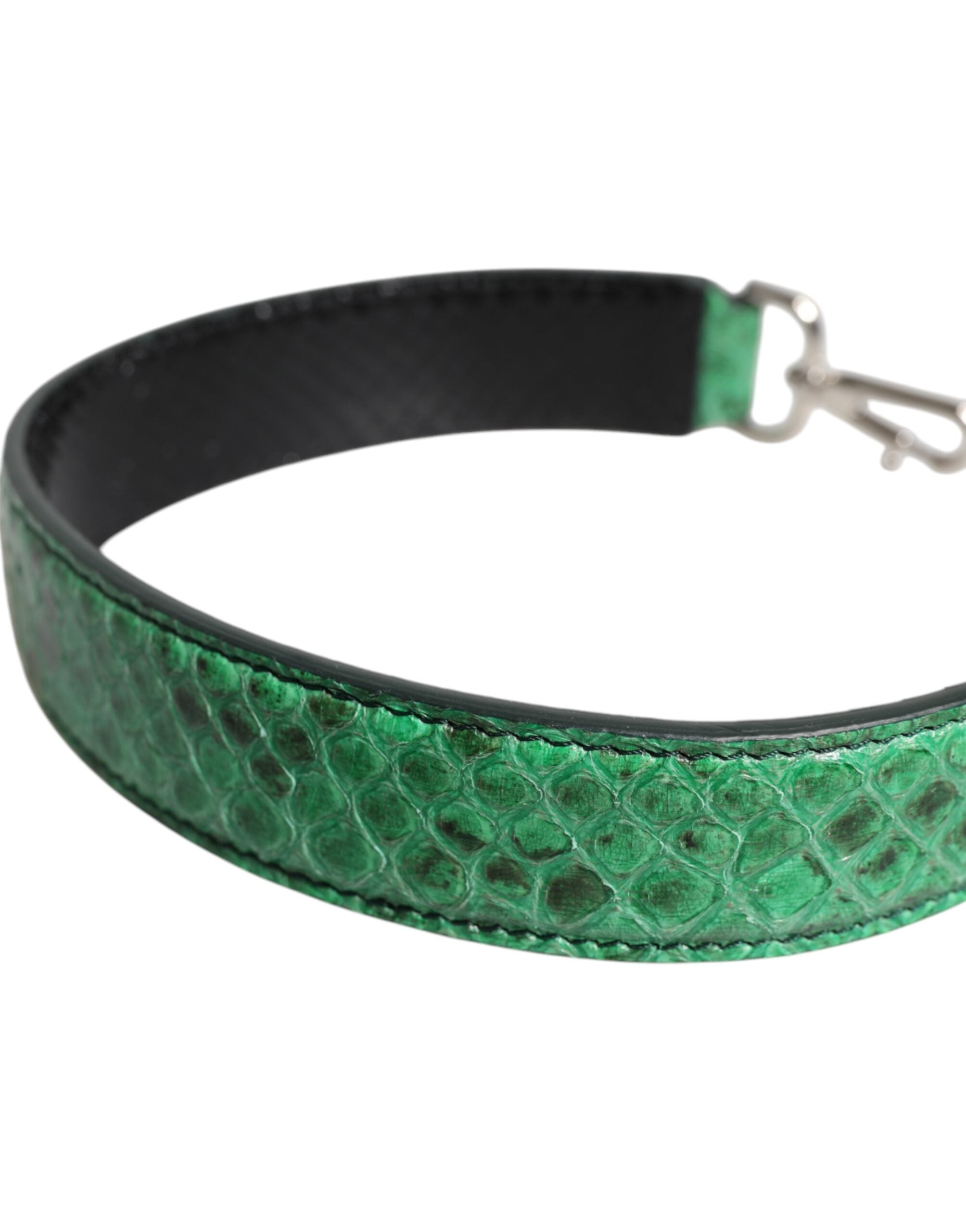 Black Green Exotic Leather Bag Shoulder Strap And Python