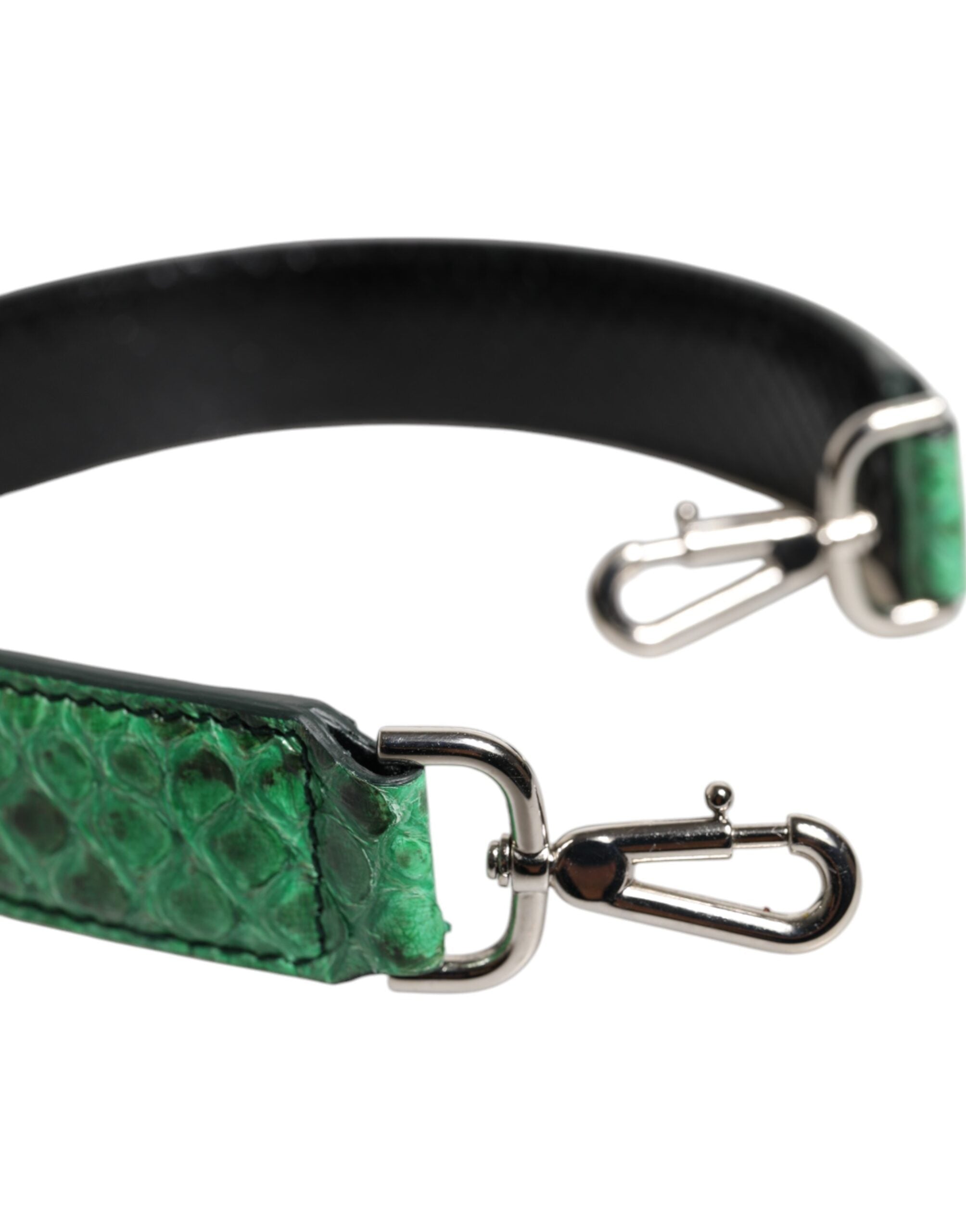Black Green Exotic Leather Bag Shoulder Strap And Python