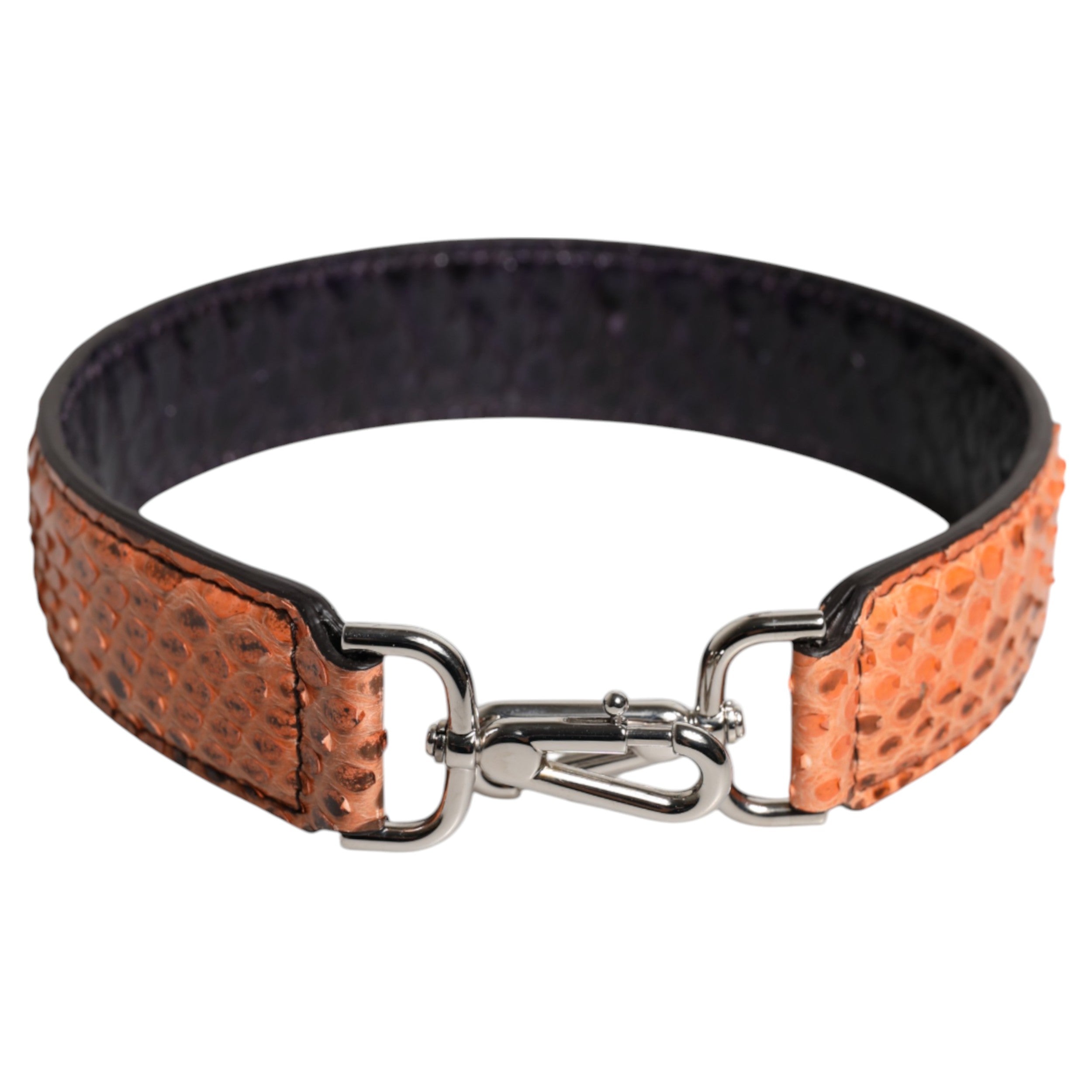 Black Beige Exotic Leather Bag Shoulder Strap Python