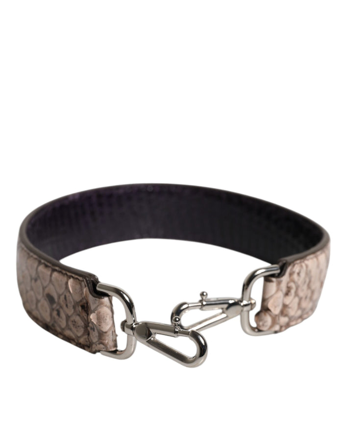 Black Cream Exotic Leather Bag Shoulder Strap Python