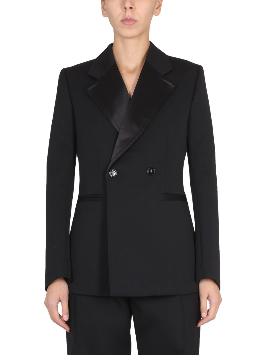 Wool Jacket With Satin Lapels Black
