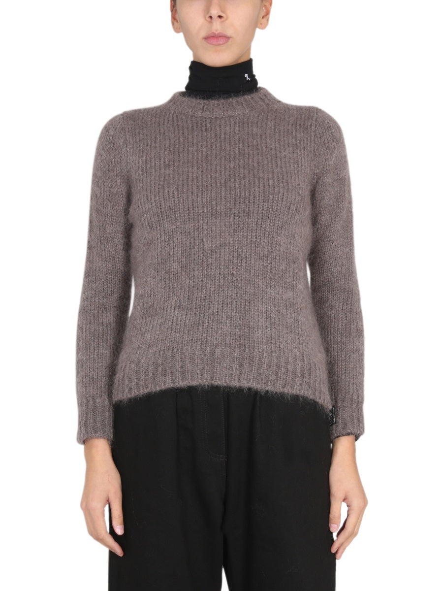 Mohair Crewneck Sweater Dove Mix Fabric Jumpers