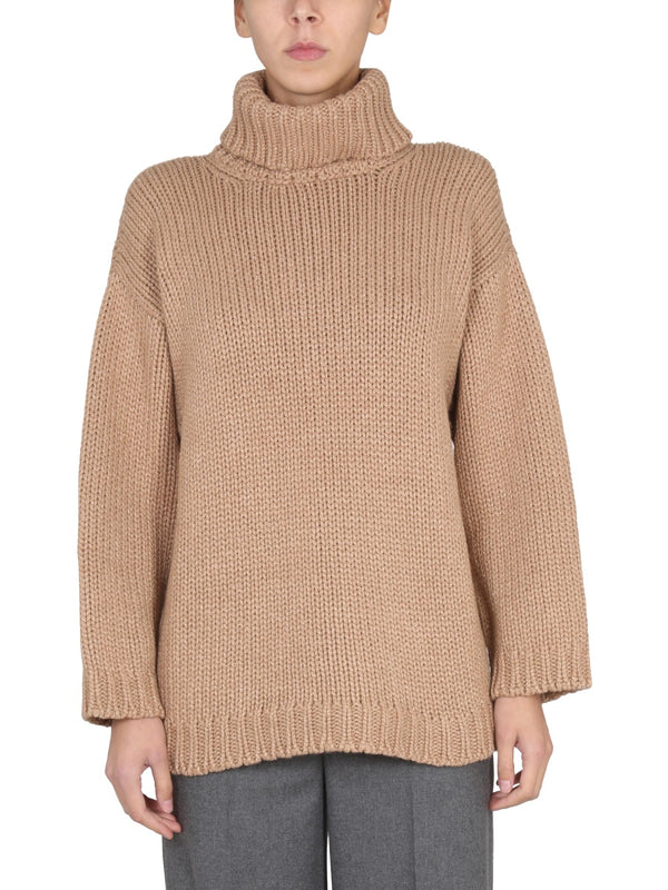 Wool And Lurex Blend Sweater Beige Polyamide Jumpers