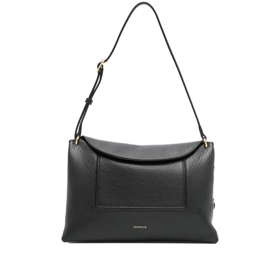 Leather Shoulder Bag Penelope Slouch Black Calf