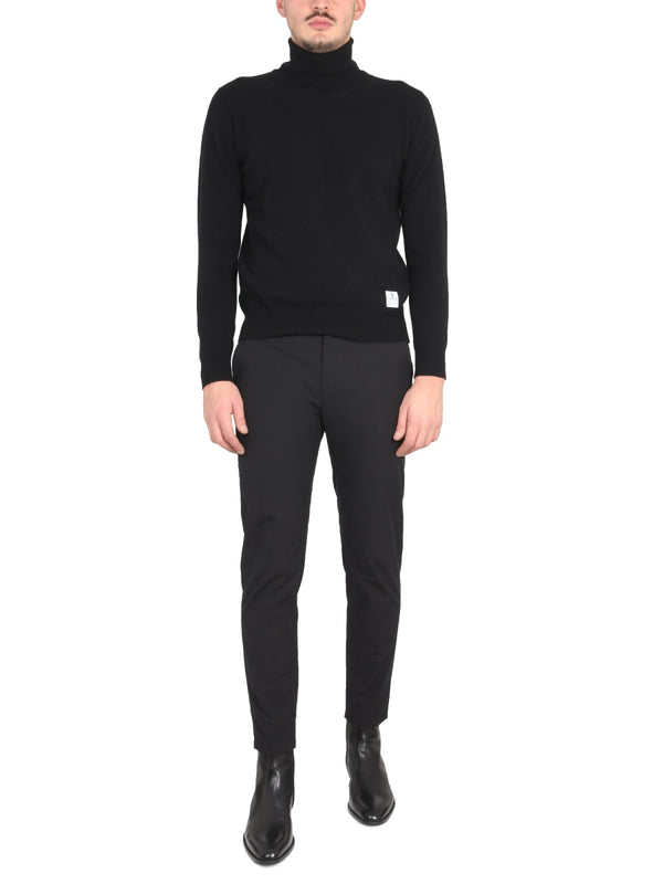 Pants With Logo Patch Black Not Specified Trousers
